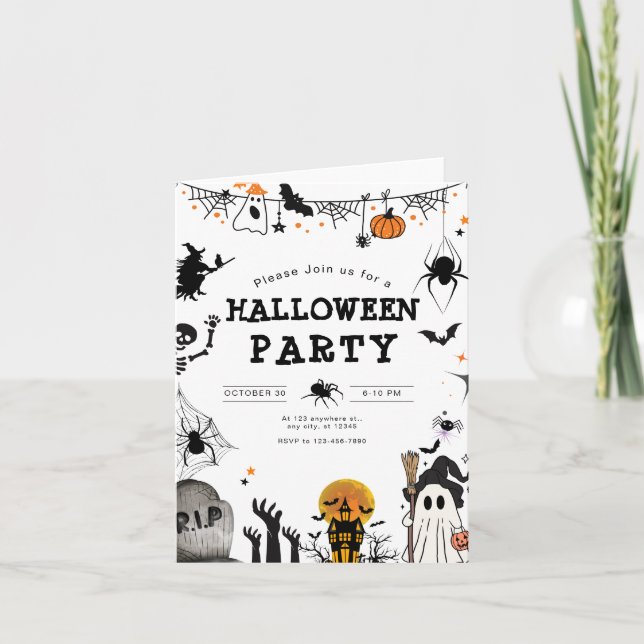 Invitation de fête d'Halloween, Fête de nuit Éffra (Devant)