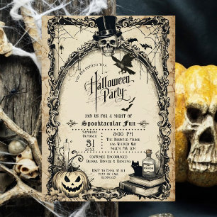 Invitation de fête d'Halloween gothique vintage av