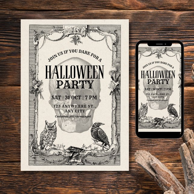 Invitation de fête d'Halloween, Halloween Vintage (Créateur téléchargé)