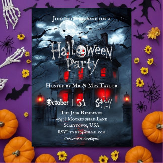 Invitation de fête d'Halloween Maison Hantée Gothi