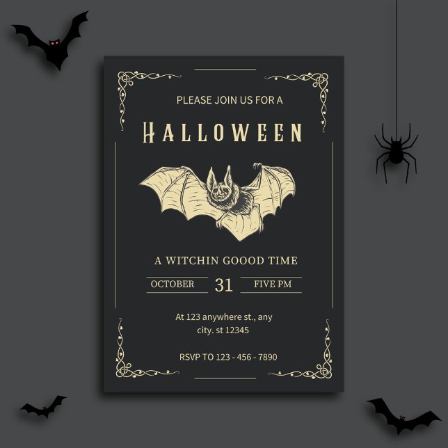 Invitation De Fête D'Halloween Moderne Noir Et Or (Créateur téléchargé)