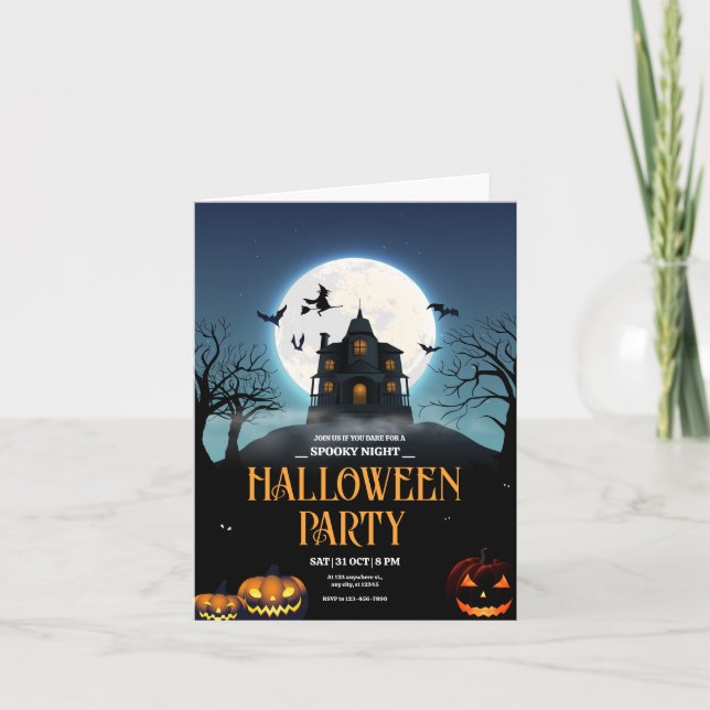 Invitation de fête d'Halloween, Nuit Éffrayante Ha (Devant)