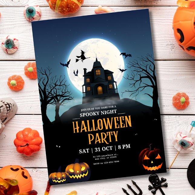 Invitation de fête d'Halloween, Nuit Éffrayante Ha (Créateur téléchargé)