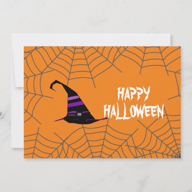 Invitation de fête d'Halloween orange et noir (Devant)