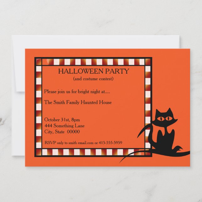 Invitation de fête d'Halloween orange et noir (Devant)