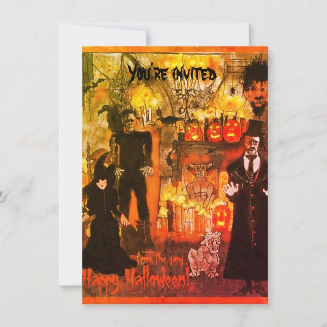 Invitation de fête d'Halloween par artiste (Devant)