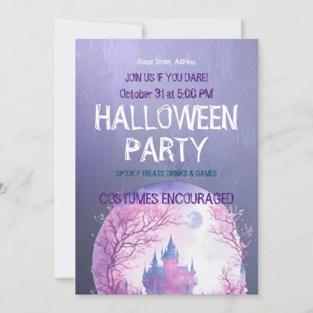 Invitation de fête d'Halloween personnalisable (Devant)