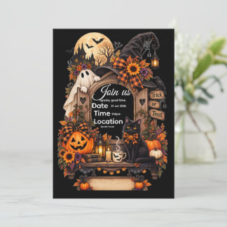 Invitation de fête d'Halloween personnalisée vinta