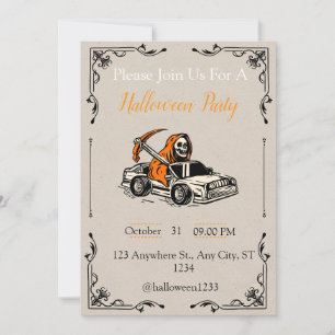 Invitation de fête d'Halloween - Skeleton Driving