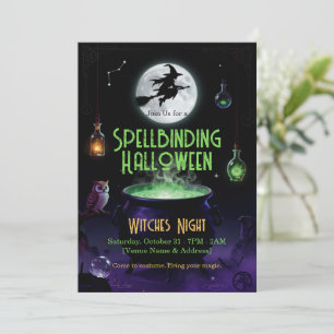 Invitation de fête d'Halloween sorcière envoûtante