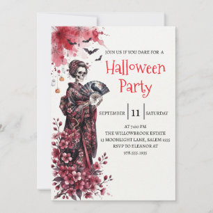 Invitation de fête d'Halloween squelette de dame g