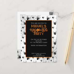 Invitation de fête d'Halloween toile d'araignée no