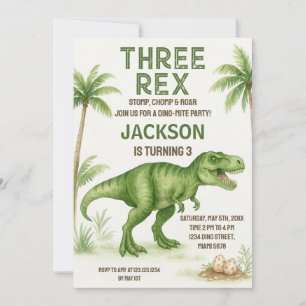 Invitation de fête Dino modifiable pour garçons ou