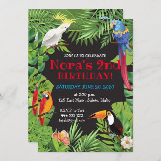 Invitation de fête d'oiseaux tropicaux