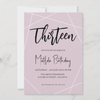 Invitation de fête du 13e anniversaire géométrique