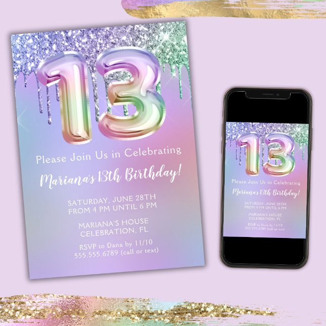 Invitation de fête du 13e anniversaire Parties sci (Créateur téléchargé)