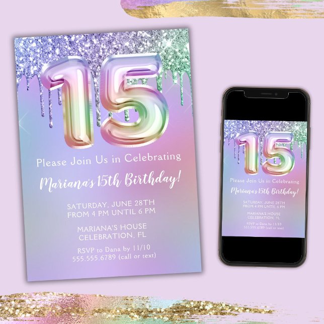 Invitation de fête du 15e anniversaire Parties sci (Créateur téléchargé)
