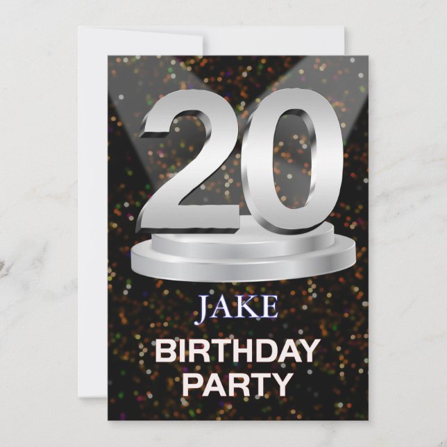 Invitation de fête du 20e anniversaire Ajouter un  (Devant)
