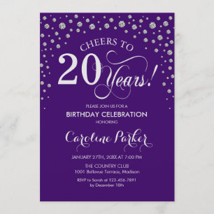 Invitation de fête du 20e anniversaire - Silver Pu
