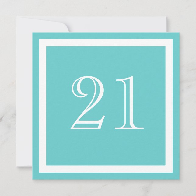 Invitation de fête du 21e anniversaire - Aqua (Devant)