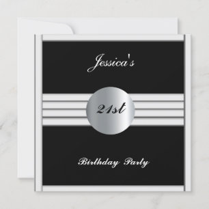 Invitation de fête du 21e anniversaire Black Silve