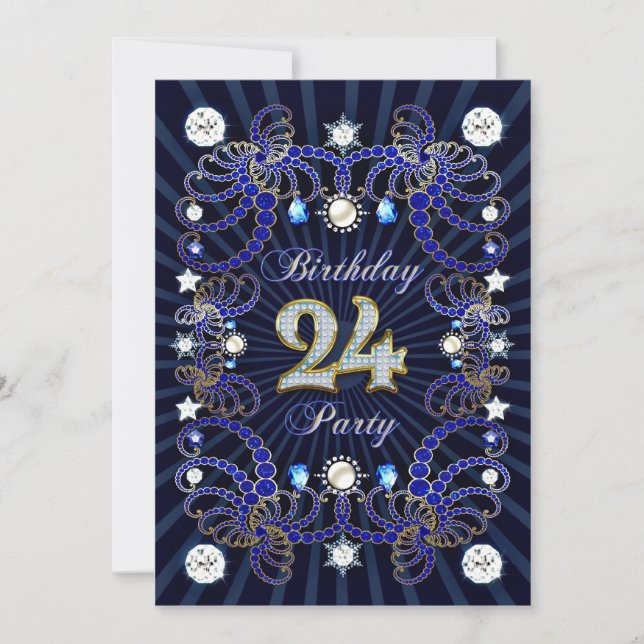 invitation de fête du 24e anniversaire avec une fo (Devant)