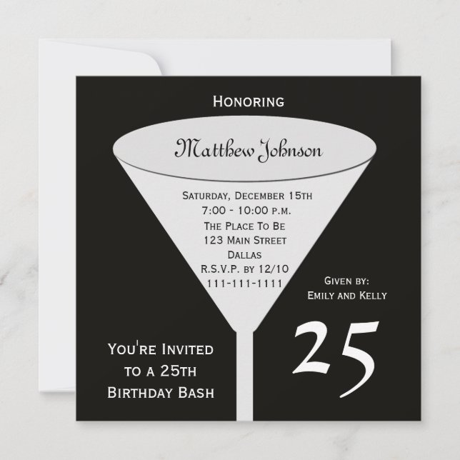 Invitation de fête du 25e anniversaire 25e anniver (Devant)