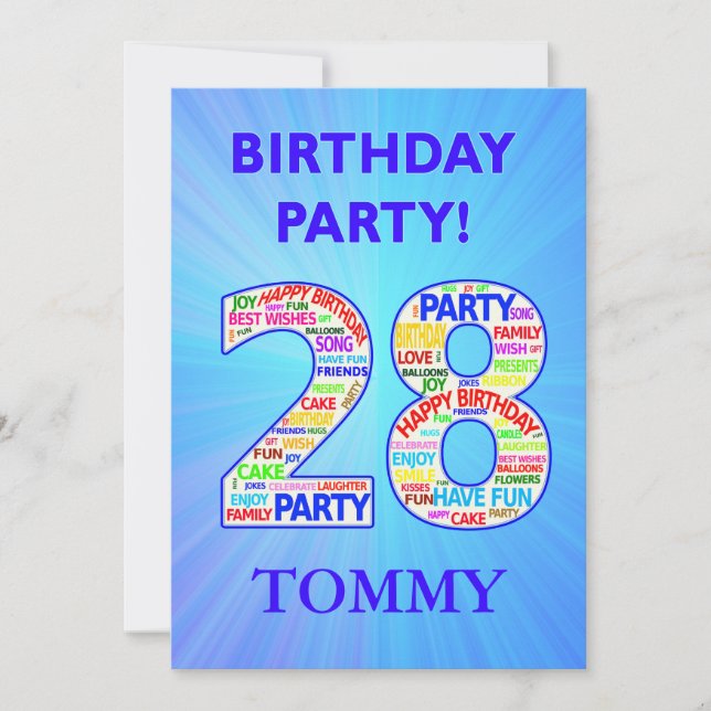 Invitation de fête du 28e anniversaire Ajouter un  (Devant)
