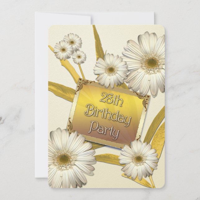 Invitation de fête du 28e anniversaire avec margue (Devant)