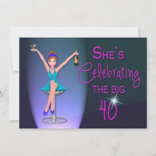 Invitation de fête du 40e anniversaire - Flirty et