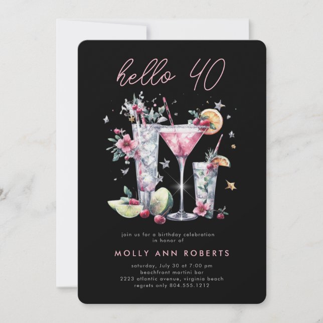 Invitation de fête du 40e anniversaire moderne (Devant)