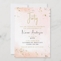 Invitation de fête du 40e anniversaire rose