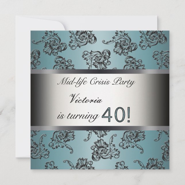 Invitation de fête du 40e anniversaire Turquoise B (Devant)