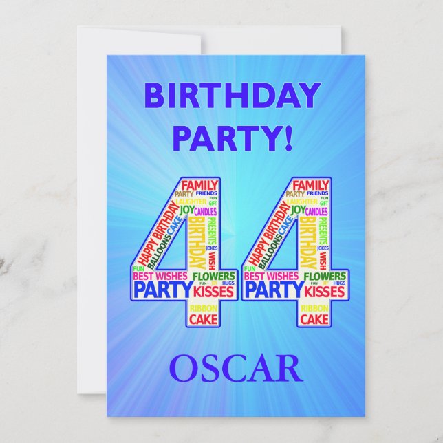 Invitation de fête du 44e anniversaire Ajouter un  (Devant)