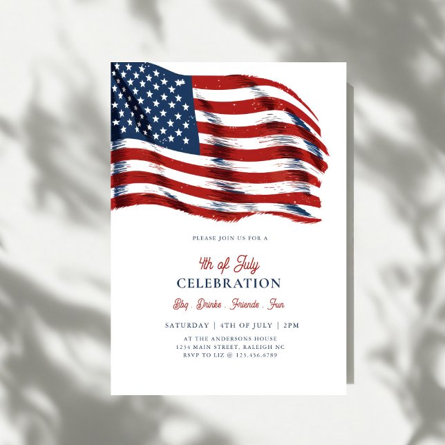 Invitation de fête du 4 juillet avec drapeau améri (Créateur téléchargé)