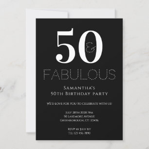 Invitation de fête du 50e anniversaire Noir et bla