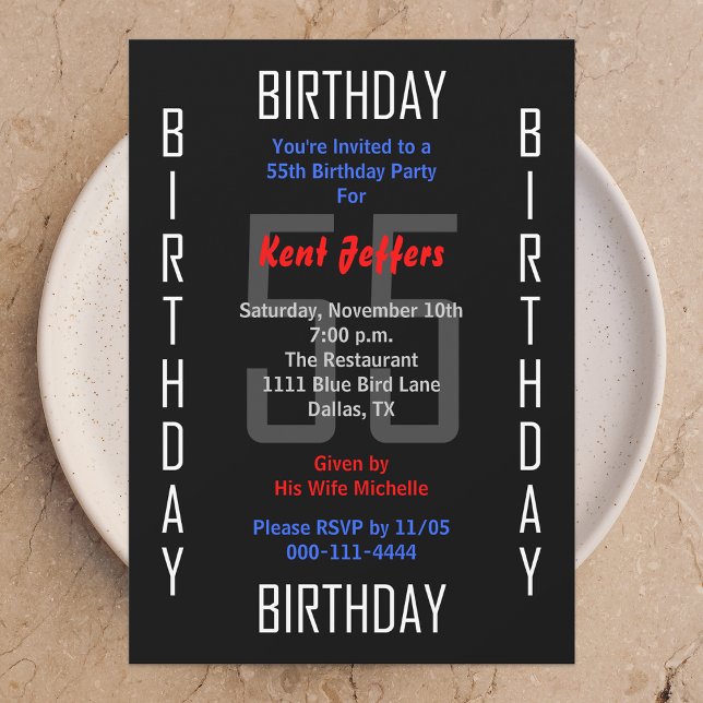 Invitation de fête du 55e anniversaire 55 (Créateur téléchargé)