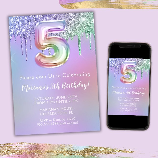 Invitation de fête du 5e anniversaire Parties scin (Créateur téléchargé)