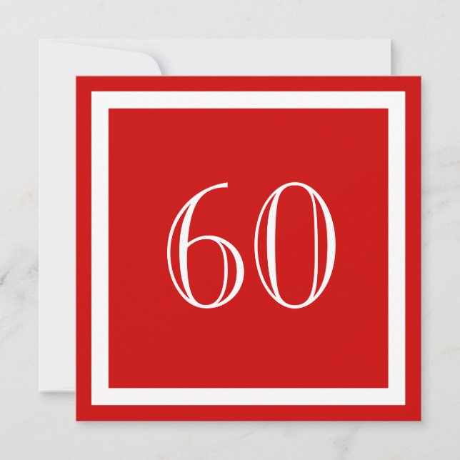 Invitation de fête du 60e anniversaire - Rouge (Devant)