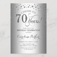 Invitation de fête du 70e anniversaire - Argent