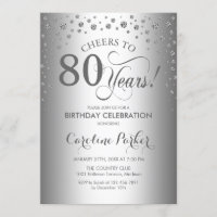 Invitation de fête du 80e anniversaire - Argent
