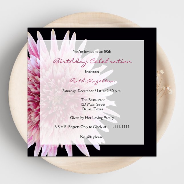 Invitation de fête du 80e anniversaire Gerbera Dai (Créateur téléchargé)