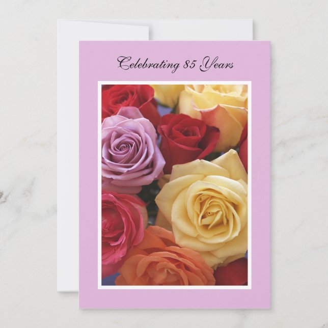 Invitation de fête du 85e anniversaire Beaux Roses (Devant)