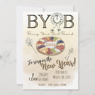 Invitation de fête du Nouvel An avec planche de ch