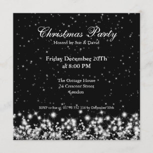 Invitation de fête élégante Hiver Étincelle Noir