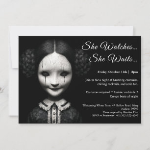 Invitation de fête en costume de poupée en porcela