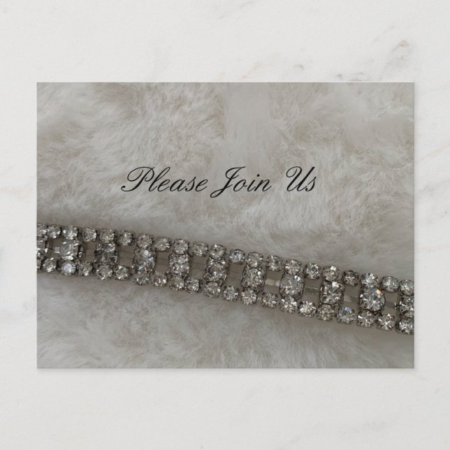 Invitation de fête en fausse fourrure et diamants (Devant)