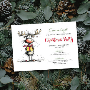 Invitation de fête fantaisiste de renne dessinée à