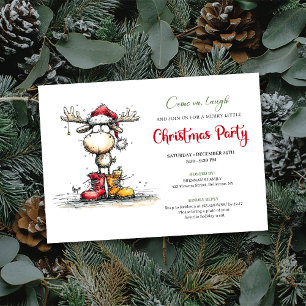 Invitation de fête festive rouge et verte de renne