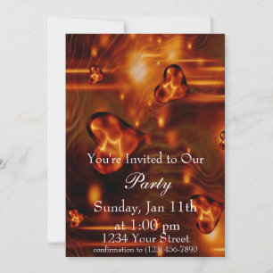 Invitation de fête Flamme de cœur complète